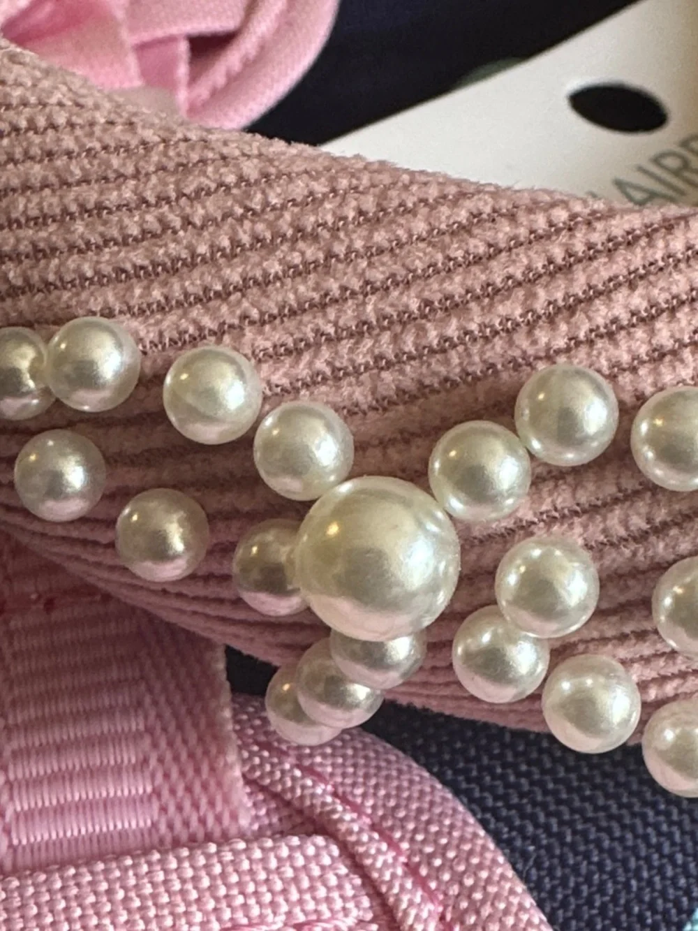 Pearl-Embellished Pink Padded Headband